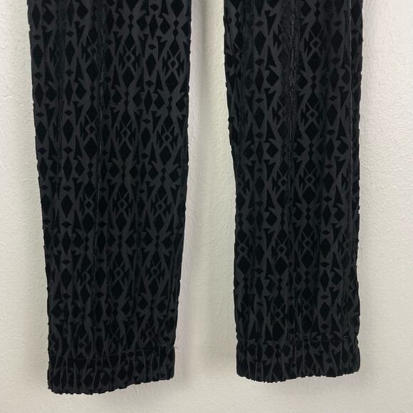 French Connection | Black Velvet Geometric Monochrome Print Pull On Jogger Pants - Picture 4 of 7